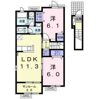 レスペデーザⅡ【2階】の間取り