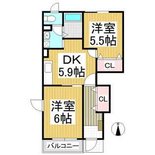 グランプレーヌ新子田A【1階】の間取り