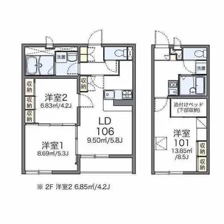 レオパレスケンズ スター【207号室】の間取り