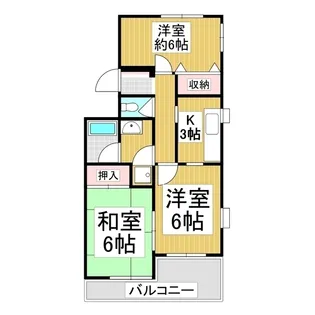 ハイツ砥川B棟【1階】の間取り