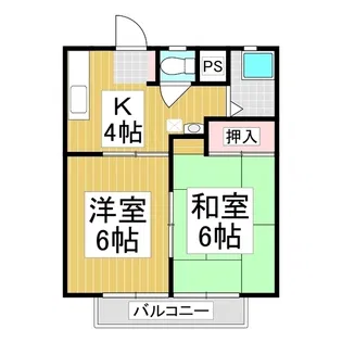 コーポハナオカB【2階】の間取り