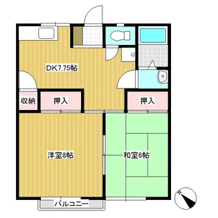 ベルピア花里B【203号室】の間取り