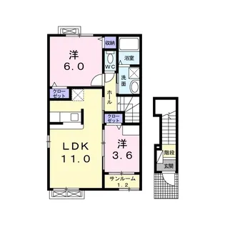 ベルパレット西【2階】の間取り