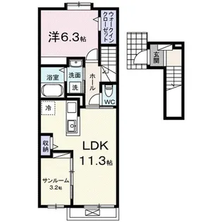 プラーム上田Ⅱ【2階】の間取り