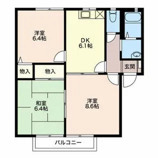 グランドディアスB【2階】の間取り