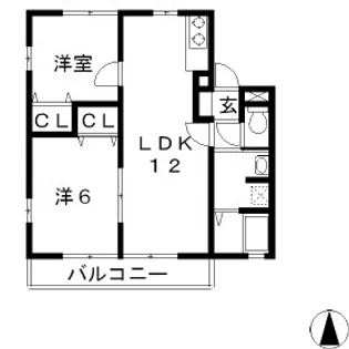 シティハイムナガタⅡ【102号室】の間取り
