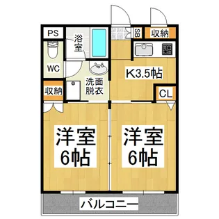 プロスパー石芝【206号室】の間取り