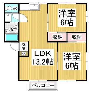 メナージやまもとA棟【A201号室】の間取り