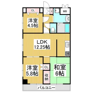 カステージュ松本【401号室】の間取り