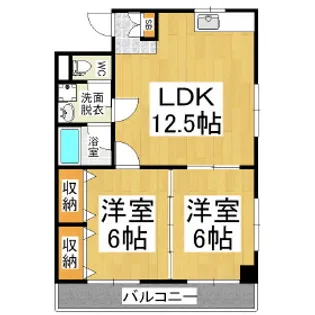 カイセー三芳【206号室】の間取り