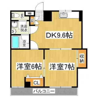 カイセー三芳【106号室】の間取り