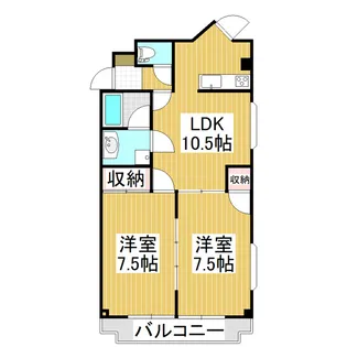 サンヴィレッヂ征矢野【201号室】の間取り