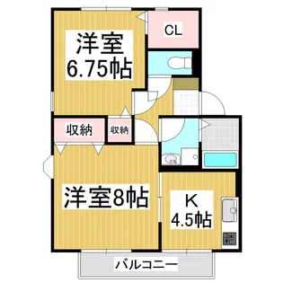ファミールよこかわ B棟【106号室】の間取り