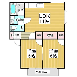 モクハウスタウンB棟【102号室】の間取り