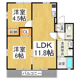 シティハイムナガタⅡ【202号室】の間取り