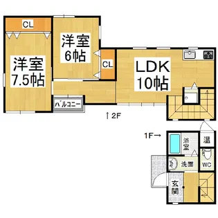 クラマエアパート【1号室】の間取り