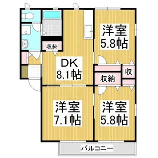 ディアス並柳 A棟【102号室】の間取り