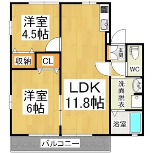 2LDKの間取り画像