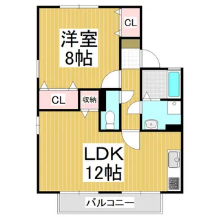 メゾンクレールB棟【1階】の間取り