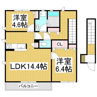 シャルール A棟【2階】の間取り