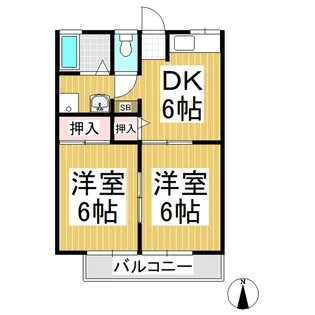 ワーズワース B棟【202号室】の間取り