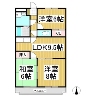 ソレイユ三本柳【305号室】の間取り