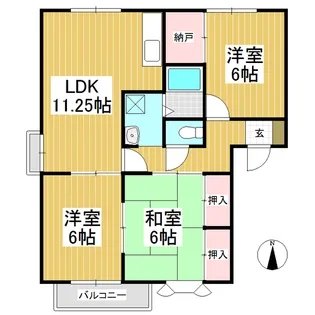 グリーンハイツミヤザワ A棟【201号室】の間取り