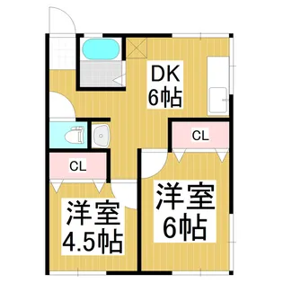 三輪荘【202号室】の間取り