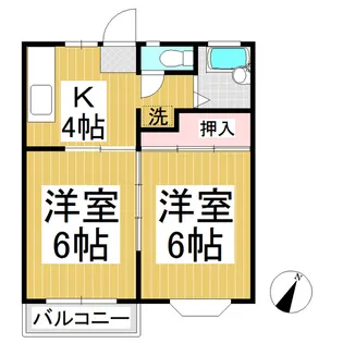 グリーンパーク A棟・B棟【A202号室】の間取り