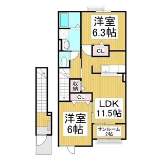 サンハイムB【202号室】の間取り