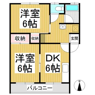 フラット三輪 A棟(旧本城マンション)【22号室】の間取り
