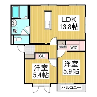 ハイム押鐘C棟【102号室】の間取り