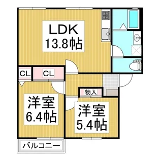ハイム押鐘C棟【201号室】の間取り