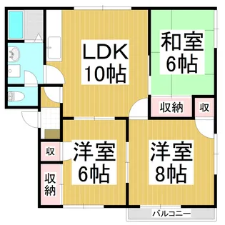 フレグランス若里 W棟【W202号室】の間取り