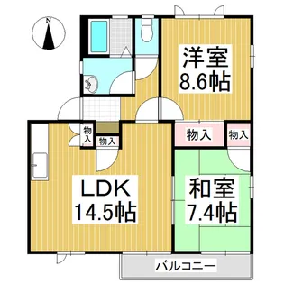 ラプラス稲田S棟【2階】の間取り