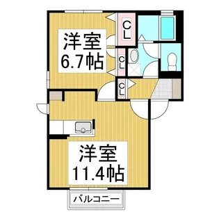 ラフォーレかわいB棟【2階】の間取り
