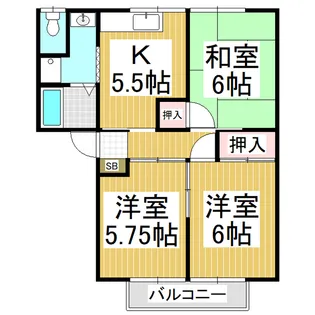 長野県長野市吉田2丁目【アパート】の間取り