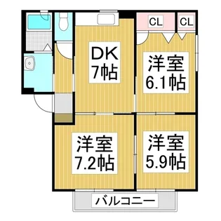 フィオーレ B棟【202号室】の間取り