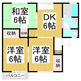 グリーンタウン三輪 A棟【102号室】の間取り