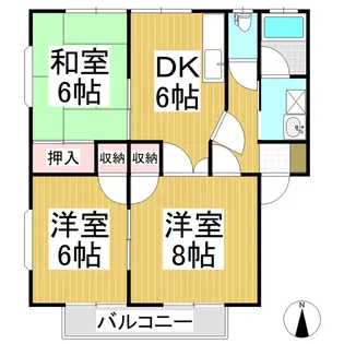 メゾンハイブリッジ S棟【202号室】の間取り