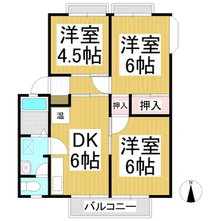 サンシティ川中島 A棟【102号室】の間取り