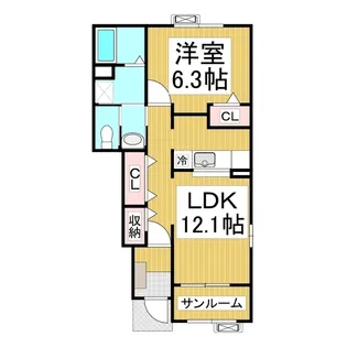 ベルヴィル松代 A【1階】の間取り
