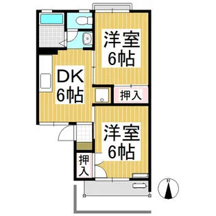 ローゼハイツ吉田 北館【203号室】の間取り