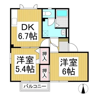 エクセレントきたの A棟【202号室】の間取り