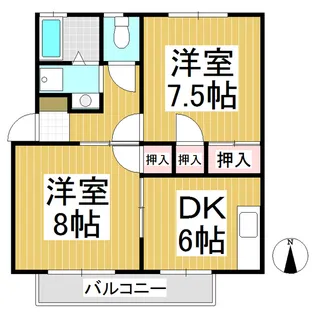 ジュネス上氷鉋 A棟【101号室】の間取り