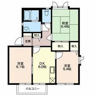 メゾンクレール原Ⅱ B棟【201号室】の間取り