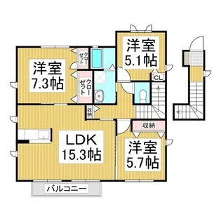 クラヴィエMIYA B棟【201号室】の間取り