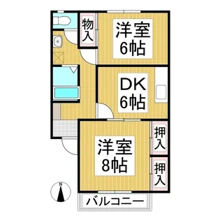 オリックスハイツあらい【202号室】の間取り