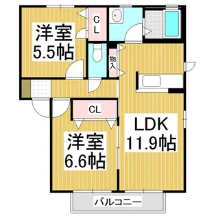 サンヴィレッジ A棟【2階】の間取り