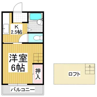 セントラルハイツB【2-C号室】の間取り